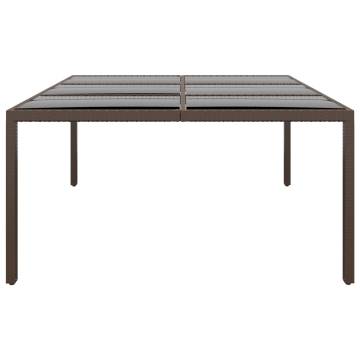 Garden Table with Glass Top - Brown Rattan 200x150 cm