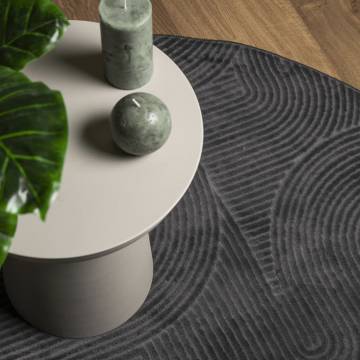 IZA Short Pile Rug - Scandinavian Look Anthracite Ø 80 cm