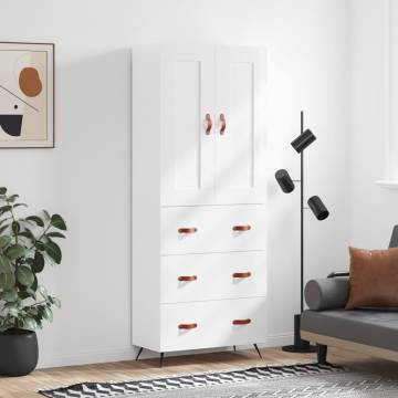 Highboard High Gloss White - 69.5x34x180 cm | Hipomarket