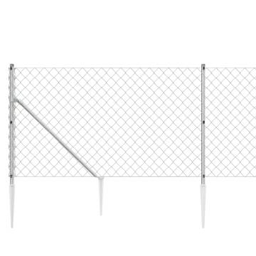 Durable Chain Link Fence with Spike Anchors - 1.1x10m Silver