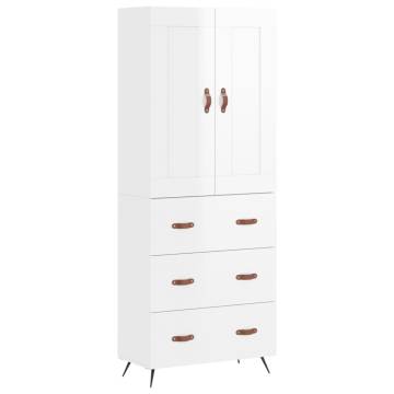 Highboard High Gloss White - 69.5x34x180 cm | Hipomarket