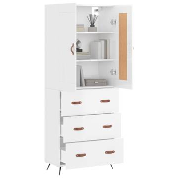 Highboard High Gloss White - 69.5x34x180 cm | Hipomarket