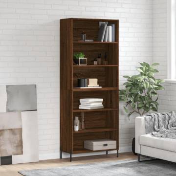 Stylish Highboard in Brown Oak - 69.5x32.5x180 cm