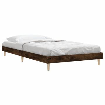 Smoked Oak Bed Frame 100x200 cm - Durable Engineered Wood