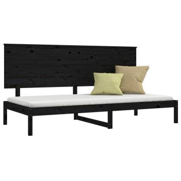 Day Bed Black 90x200 cm Solid Wood Pine - Stylish & Practical