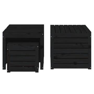 4 Piece Garden Box Set - Black Solid Pine | Hipomarket