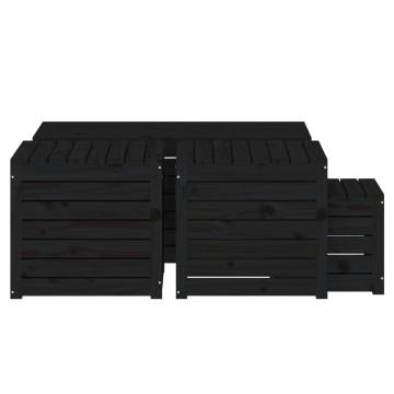 4 Piece Garden Box Set - Black Solid Pine | Hipomarket