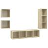 4 Piece TV Cabinet Set - Sonoma Oak | Stylish Storage Solution