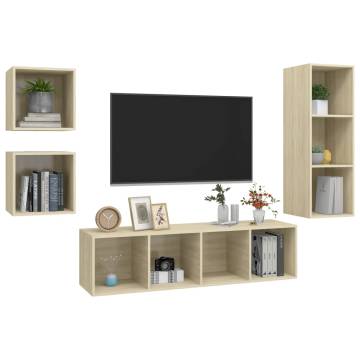 4 Piece TV Cabinet Set - Sonoma Oak | Stylish Storage Solution