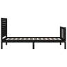 Solid Wood Black Bed Frame with Headboard - 90x200 cm