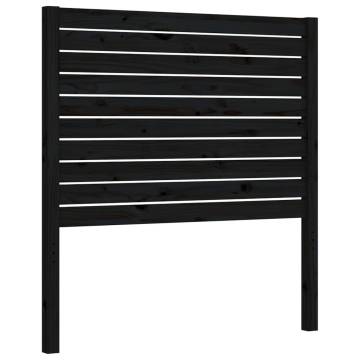 Solid Wood Black Bed Frame with Headboard - 90x200 cm