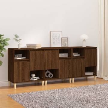 Stylish 3-Piece Brown Oak Sideboards | Hipomarket UK