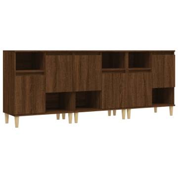 Stylish 3-Piece Brown Oak Sideboards | Hipomarket UK