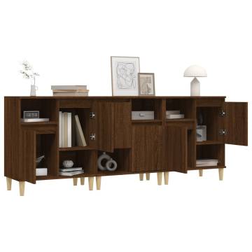 Stylish 3-Piece Brown Oak Sideboards | Hipomarket UK