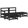 4 Piece Garden Lounge Set - Black Solid Wood Pine for Outdoor