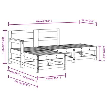 4 Piece Garden Lounge Set - Black Solid Wood Pine for Outdoor