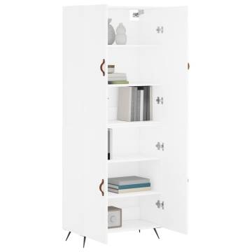 Elegant Highboard White | 69.5x34x180 cm | Engineered Wood