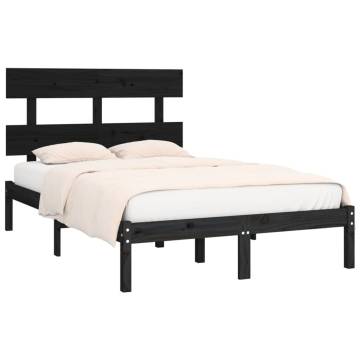 Black Solid Wood Bed Frame 120x200 cm - Timeless Design