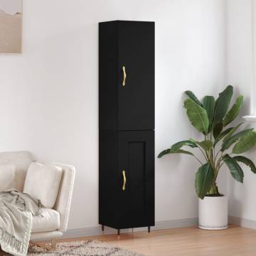 Stylish Highboard Black 34.5x34x180 cm - Engineered Wood