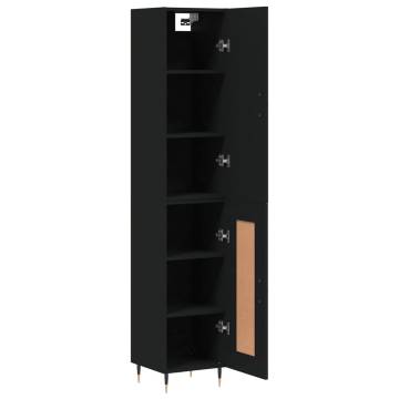 Stylish Highboard Black 34.5x34x180 cm - Engineered Wood