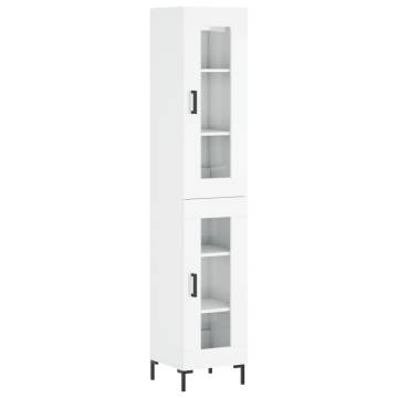 Highboard High Gloss White - Elegant Storage Solution (34.5x34x180 cm)