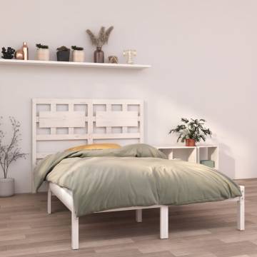 White Solid Wood Bed Frame 120x190 cm - Small Double