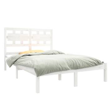 White Solid Wood Bed Frame 120x190 cm - Small Double