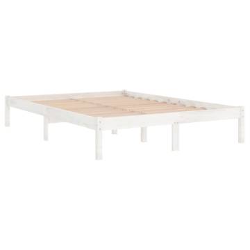 White Solid Wood Bed Frame 120x190 cm - Small Double