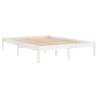 White Solid Wood Bed Frame 120x190 cm - Small Double