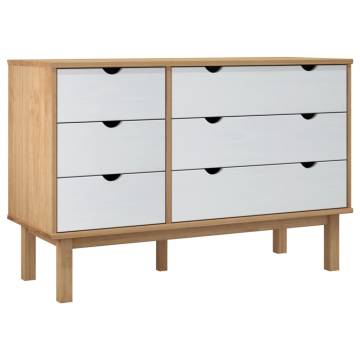 Drawer Cabinet OTTA Brown & White - Solid Wood Pine 111x43cm