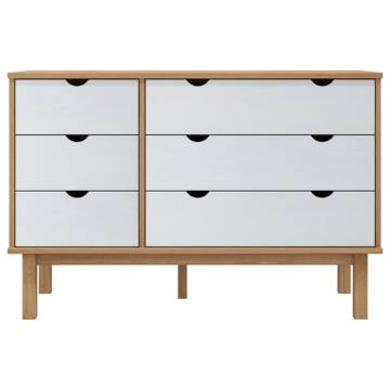 Drawer Cabinet OTTA Brown & White - Solid Wood Pine 111x43cm