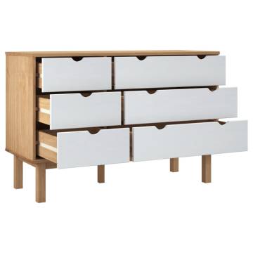 Drawer Cabinet OTTA Brown & White - Solid Wood Pine 111x43cm