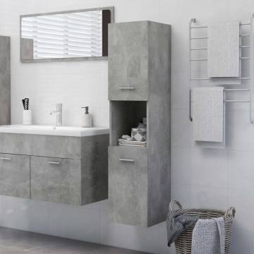 Concrete Grey Bathroom Cabinet 30x30x130 cm - Stylish Storage