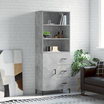 Stylish Highboard Concrete Grey - Durable & Spacious | HipoMarket