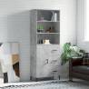 Highboard Concrete Grey 69.5x34x180 cm Engineered Wood Colour concrete grey Quantity in Package 1 Model 1 door 3 drawers 