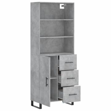 Stylish Highboard Concrete Grey - Durable & Spacious | HipoMarket