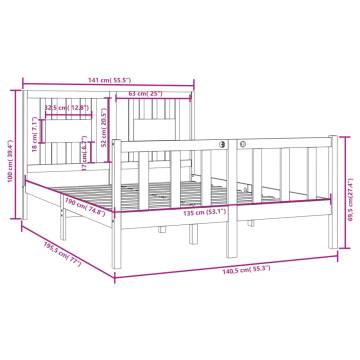 Solid Wood Bed Frame 135x190 cm Double - Classic & Durable