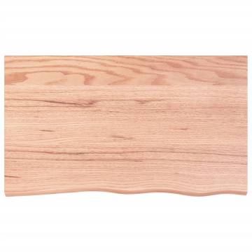 Wall Shelf Light Brown - Treated Solid Oak Wood Shelf