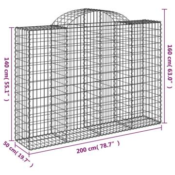 Arched Gabion Baskets - 6 pcs Galvanised Iron Garden Barriers