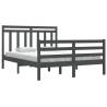 Grey Solid Wood Bed Frame 140x190 cm - Classic Design