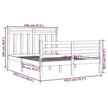 Grey Solid Wood Bed Frame 140x190 cm - Classic Design