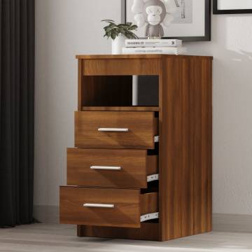 Stylish Brown Oak Drawer Cabinet - Compact Storage Solution