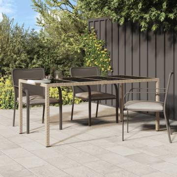 Beige Garden Table 190x90 cm | Poly Rattan & Glass