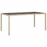 Beige Garden Table 190x90 cm | Poly Rattan & Glass