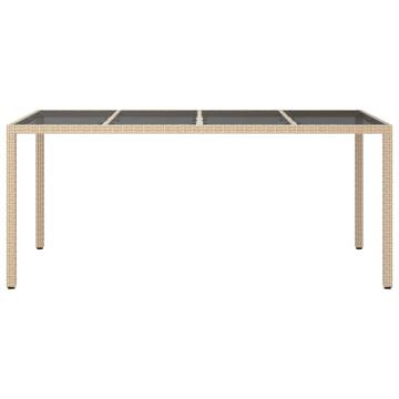 Beige Garden Table 190x90 cm | Poly Rattan & Glass