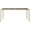 Beige Garden Table 190x90 cm | Poly Rattan & Glass