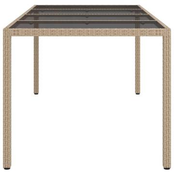 Beige Garden Table 190x90 cm | Poly Rattan & Glass