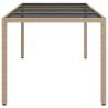 Beige Garden Table 190x90 cm | Poly Rattan & Glass