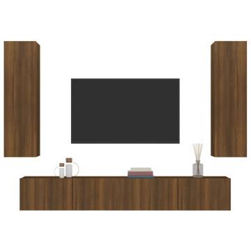 4 Piece Brown Oak TV Cabinet Set - Stylish & Practical