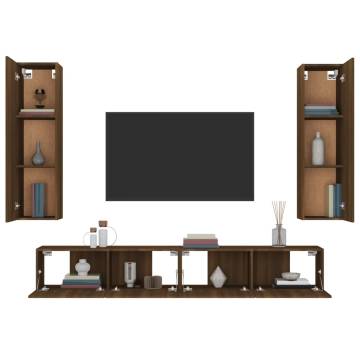 4 Piece Brown Oak TV Cabinet Set - Stylish & Practical